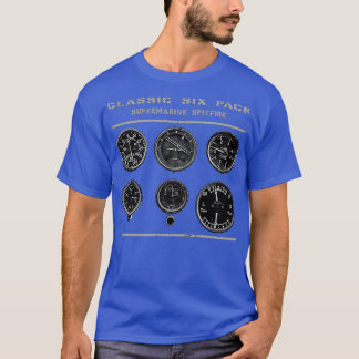 T-shirt Cockpit Instruments Six Pack Spitfire Avion 2ÈME G