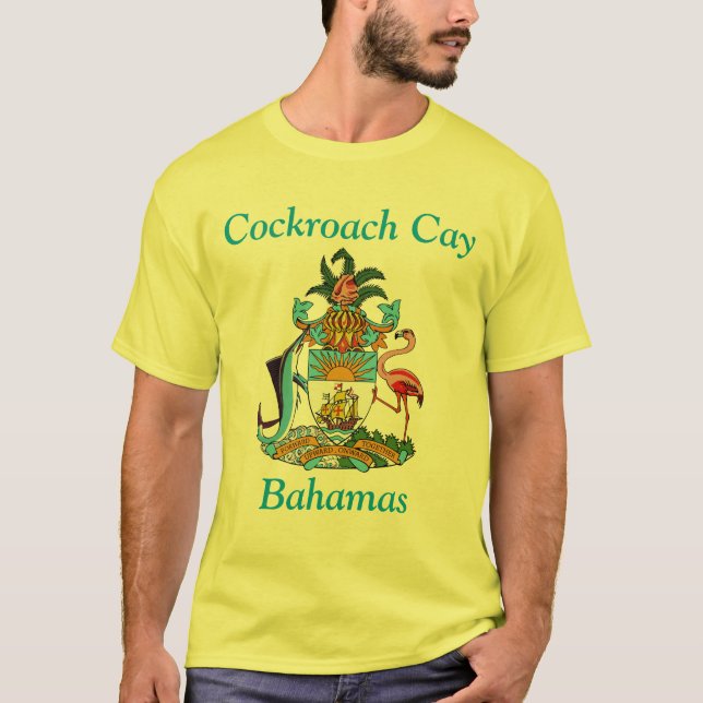 T-shirt Cockroach Cay, Bahamas avec blason (Devant)