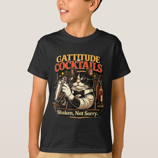 T-shirt Cocktail de chat - Barman drôle (Devant)