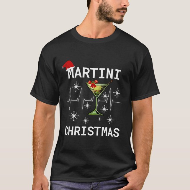 T-shirt Cocktail Martini de Noël Happy Hour Shirt Drôle (Devant)
