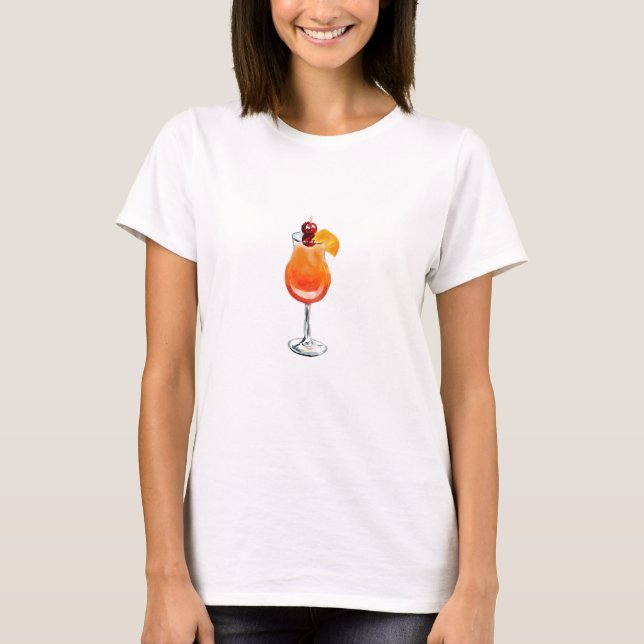 T-shirt Cocktail Tequila Sunrise aquarelle (Devant)
