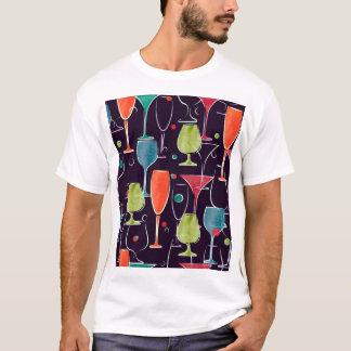 T-shirt Cocktails d'aquarelle, motif vintage coloré.