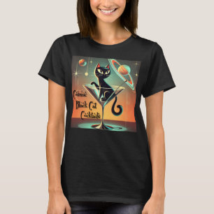 T-shirt Cocktails de chat noir cosmique futuriste atomique