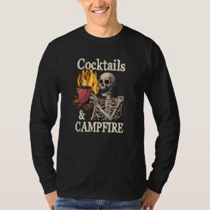 T-shirt Cocktails et feu de camp Camping Vintage Crâne Été