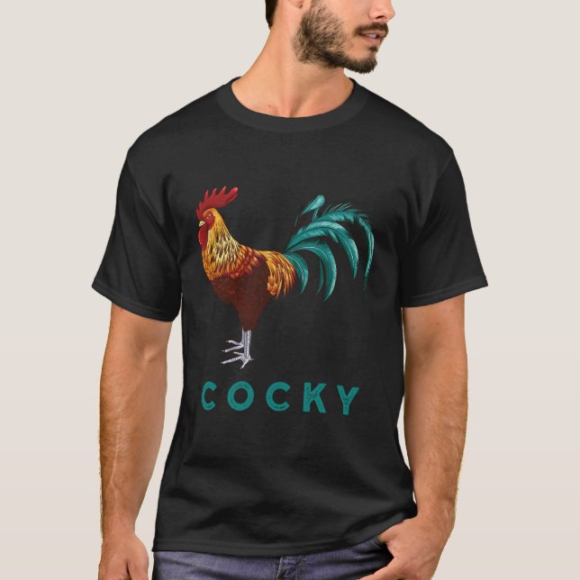T-shirt Cocky Funny Sarcastic Rooster Couleur Graphi (Devant)