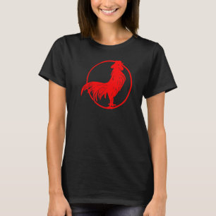 T-shirt Cocky Red Rooster Zodiak Chicken Silhouette