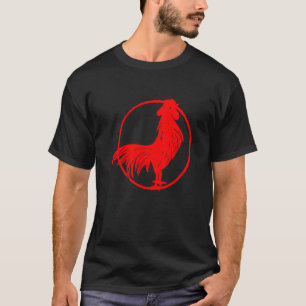 T-shirt Cocky Red Rooster Zodiak Chicken Silhouette