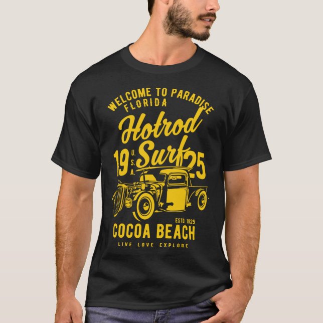 T-shirt Cocoa Beach Florida Retro Hotrod Surf  9 (Devant)