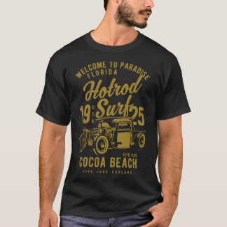 T-shirt Cocoa Beach Florida Retro Hotrod Surf Distressed  