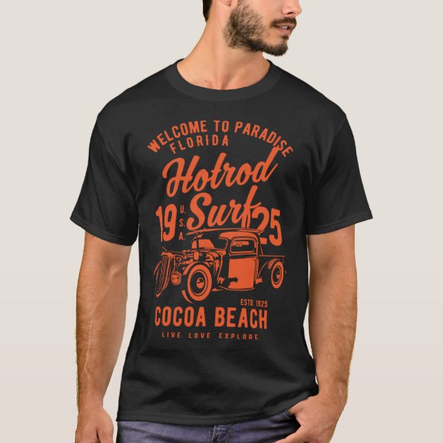 T-shirt Cocoa Beach Floride Rétro Hotrod Surf 5 (Devant)