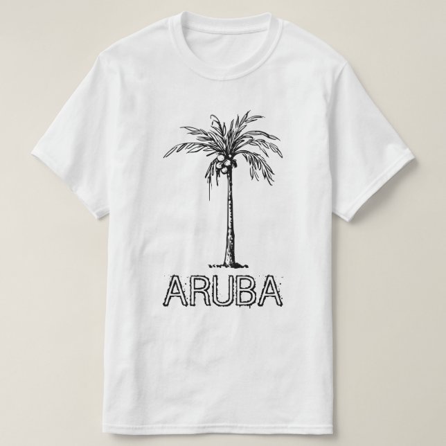 T-shirt Cocotier Aruba conception noir et blanc (Design devant)