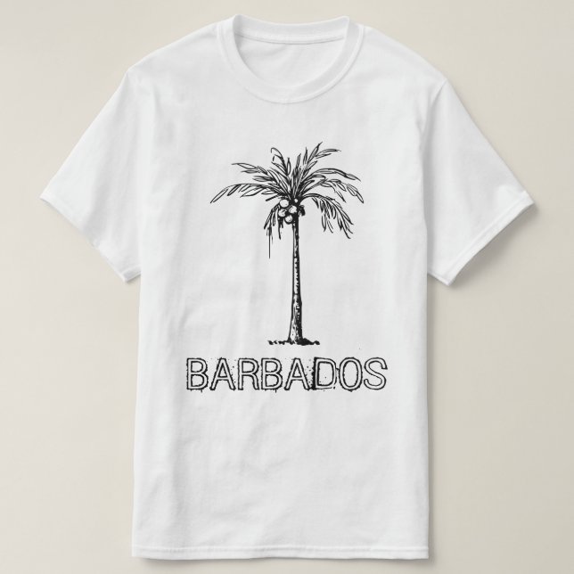 T-shirt Cocotier barbadien noir et blanc (Design devant)