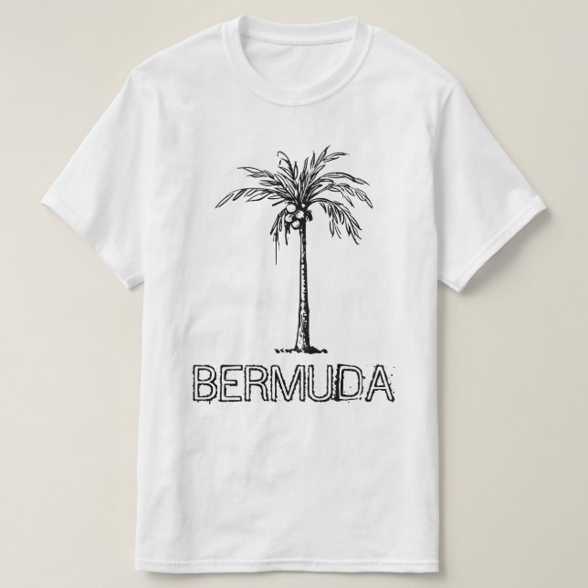T-shirt Cocotier Bermudes design noir et blanc (Design devant)