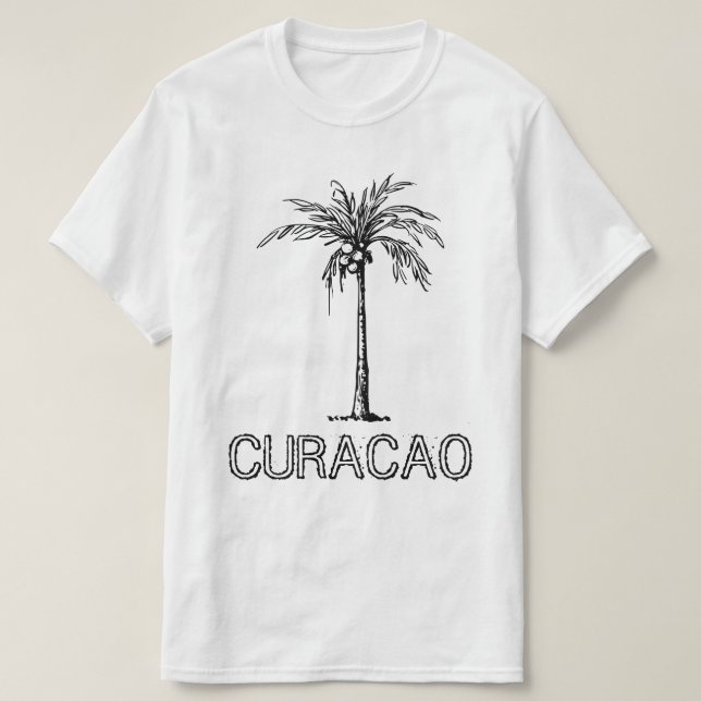 T-shirt Cocotier de Curaçao design noir et blanc (Design devant)