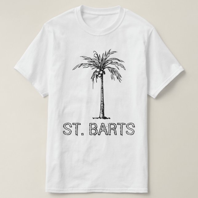 T-shirt Cocotier St. Barts design noir & blanc (Design devant)