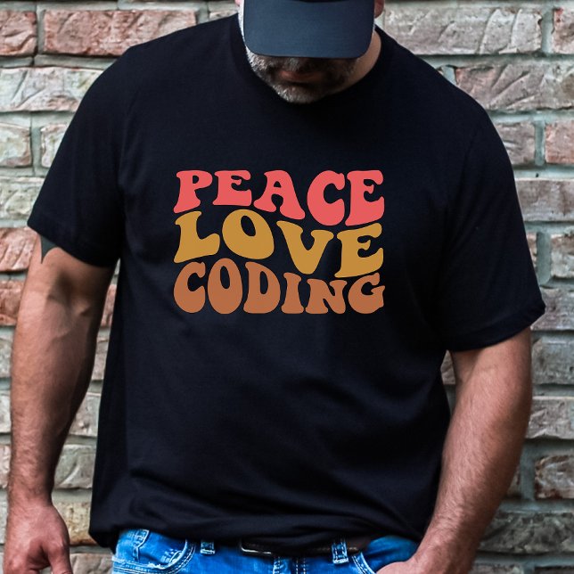 T-shirt Codage d'amour de paix rétro (Créateur téléchargé)