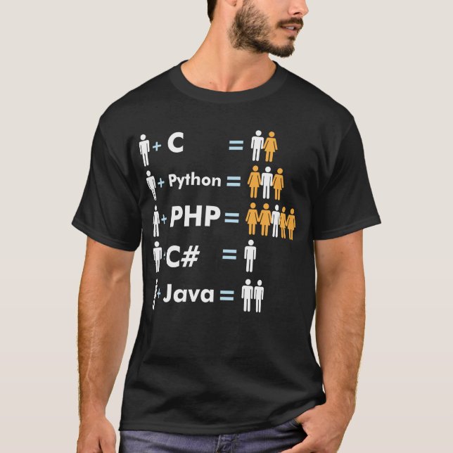 T-shirt Codage de programmation Java C Python Php (Devant)