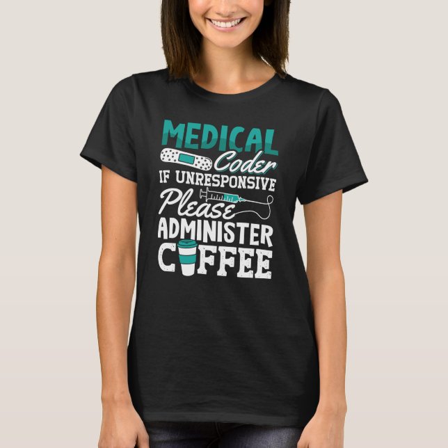 T-shirt Codage ICD de l'Assistant Café Codeur Médicale (Devant)