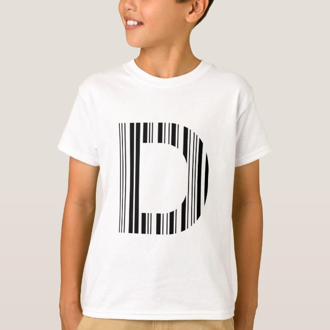 T-shirt CODE À BARRES DE LA LETTRE D Premier motif de code (Devant)
