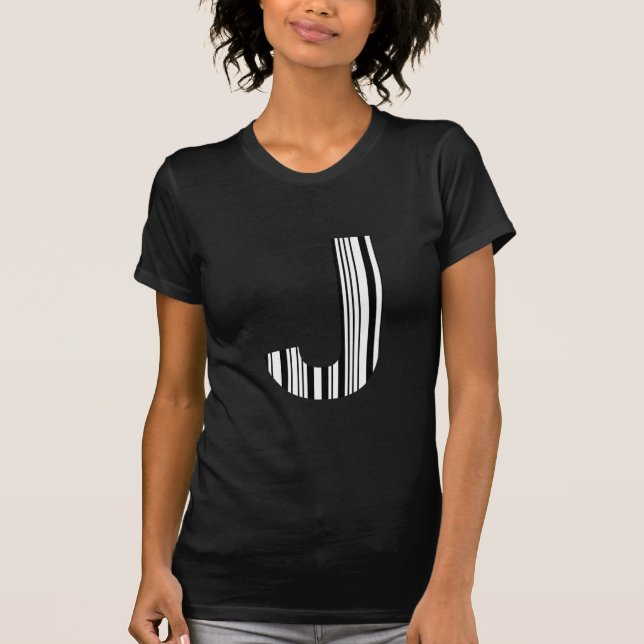 T-shirt CODE À BARRES DE LA LETTRE J Premier motif de code (Devant)