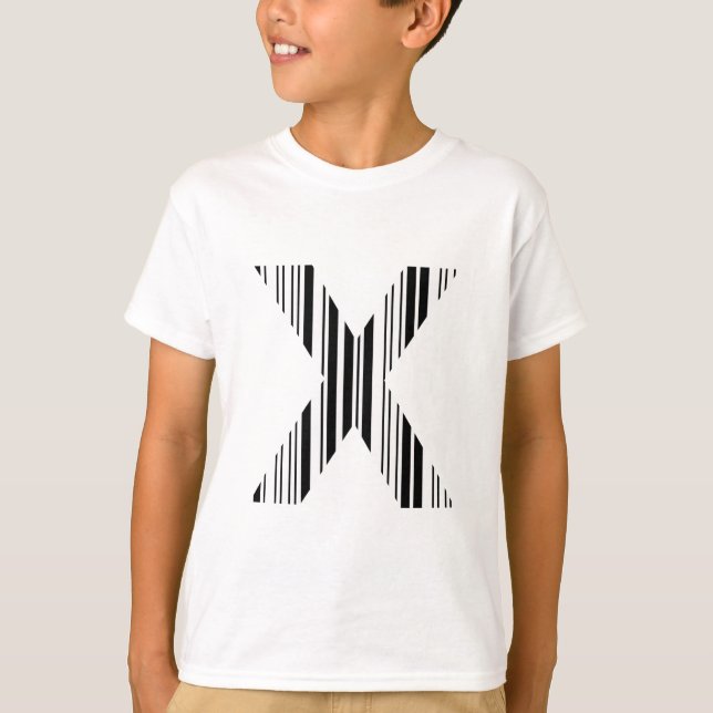 T-shirt CODE À BARRES DE LA LETTRE X Première initiale Mod (Devant)