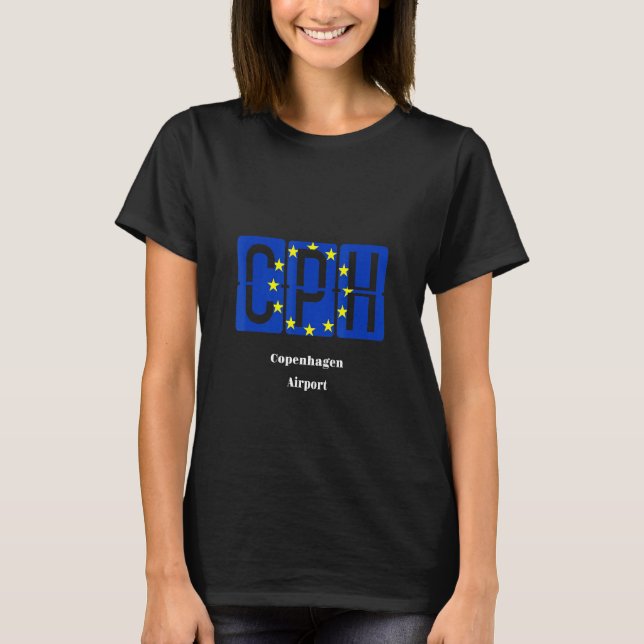 T-shirt Code Aéroport De Copenhague Code Ue Pilote Drapeau (Devant)