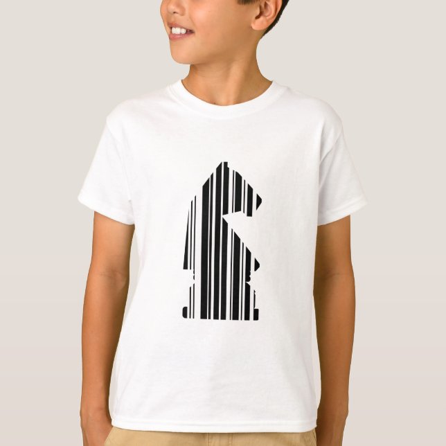 T-shirt Code barre de motif de pièce d'échecs CHEVALIER De (Devant)