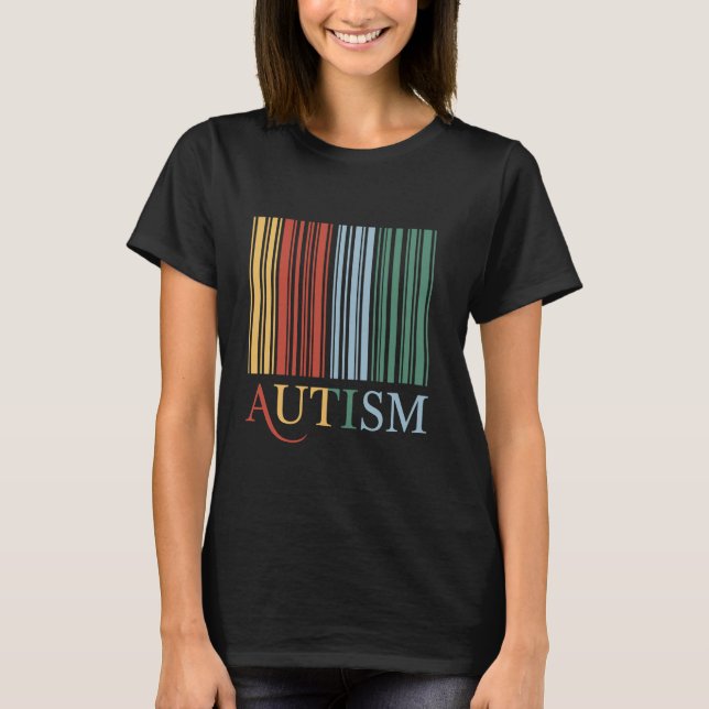 T-shirt Code-barres de sensibilisation à l'autisme (Devant)