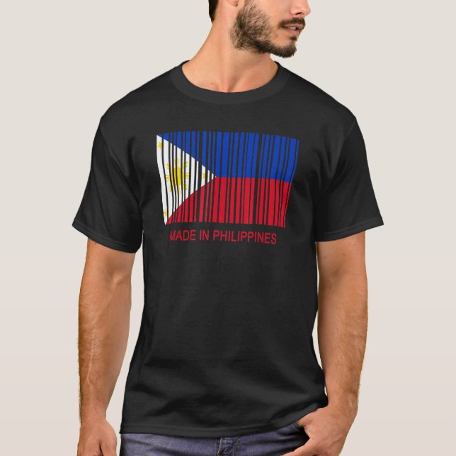 T-shirt Code-barres drapeau Philippines Fabriqué aux Phili (Devant)