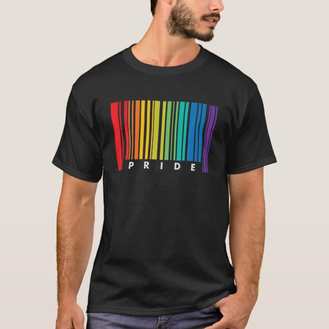 T-shirt Code-barres Gay pride LGBT T Lesbienne Bisexuel Dr (Devant)