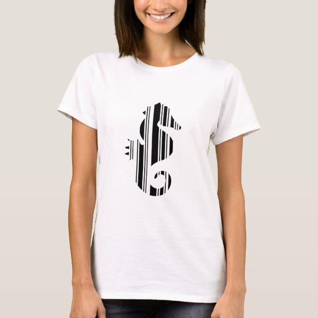 T-shirt Code-barres hippocampe Motif de code-barres de poi (Devant)
