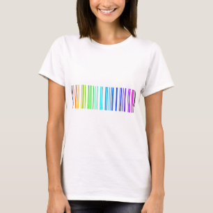 T-shirt Code barres lesbien d'arc-en-ciel