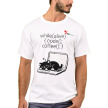 T-shirt Code Café Répéter Chat