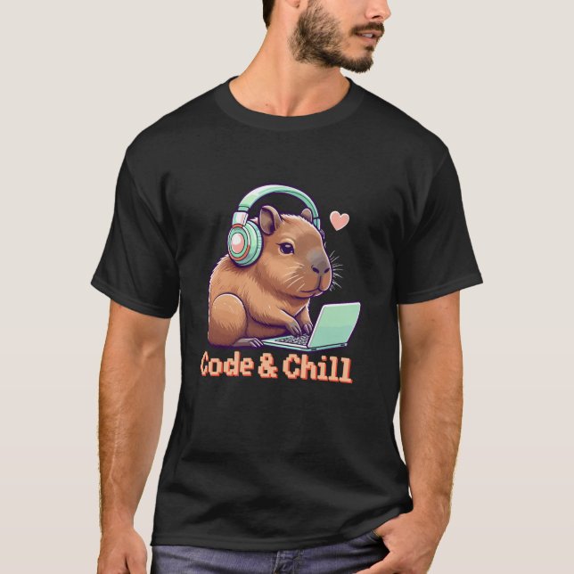 T-shirt Code Chill Cute Capybara Coding Geek Girl Capybara (Devant)