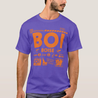 T-shirt Code d'aéroport Boise Boi vintage Jour de voyage R