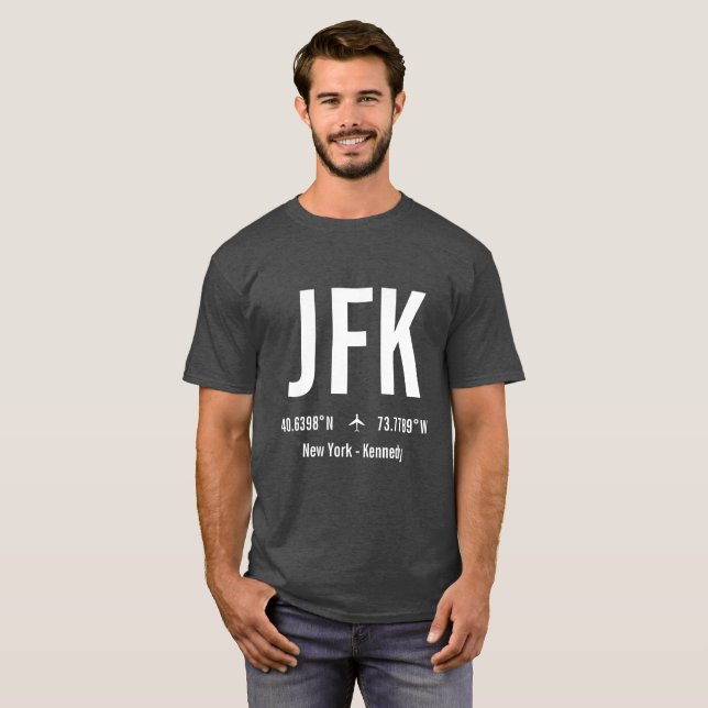 T-shirt Code d'aéroport JFK de New York - Aviation (Devant entier)