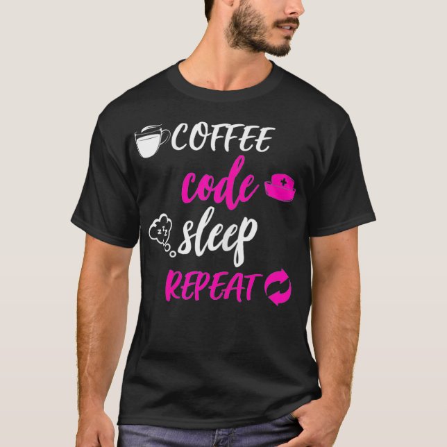 T-shirt Code de café de codeur Médicale pour femmes Répéti (Devant)