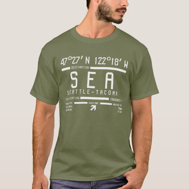 T-shirt Code de l'aéroport de Seattle-Tacoma (Devant)