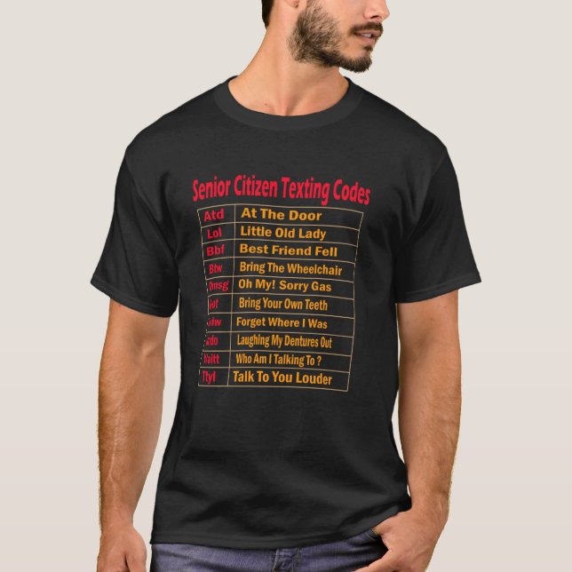 T-shirt Code de SMS pour les seniors - rabais pour les sen (Devant)