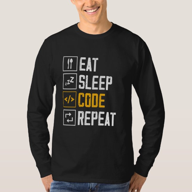 T-shirt Code de sommeil de l'alimentation Chaîne de progra (Devant)