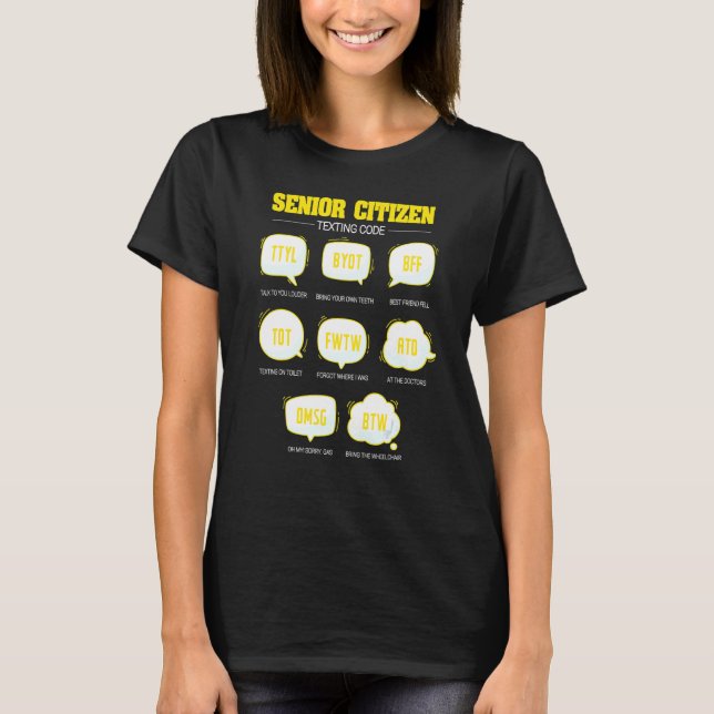 T-shirt Code de Textes pour les seniors Personnes âgées Pe (Devant)