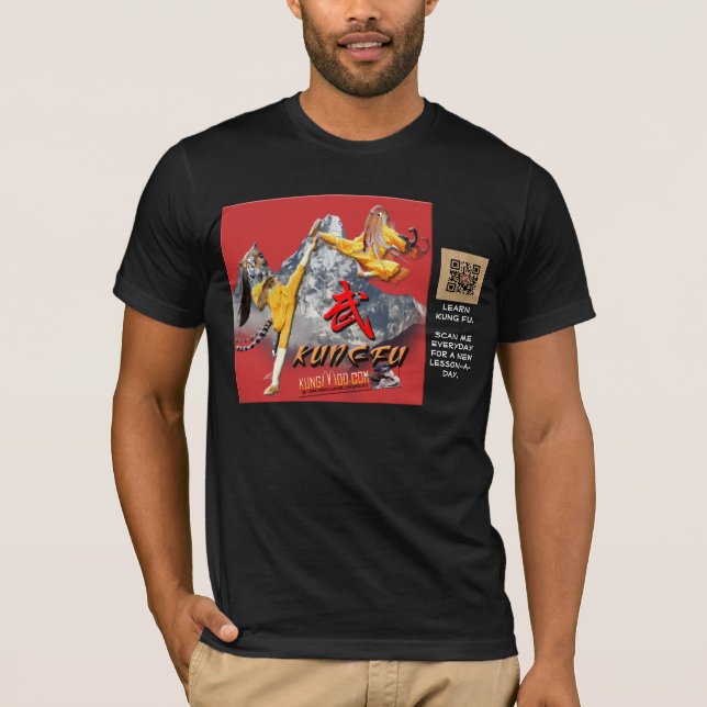 T-SHIRT CODE DU BALAYAGE QR DE KUNG FU- QUOTIDIEN POUR DES (Devant)