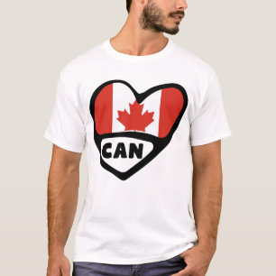 T-shirt Code pays du Canada Coeur du drapeau, CAN