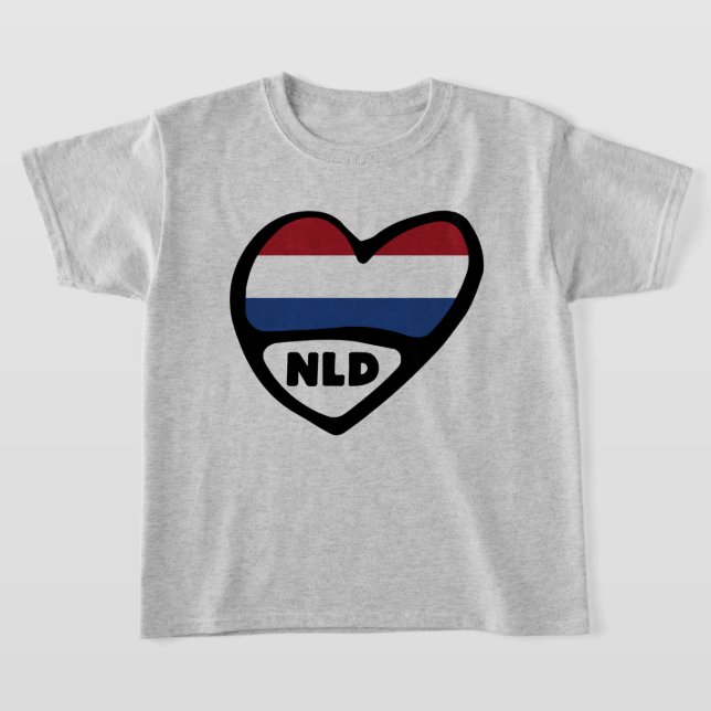 T-shirt Code pays Pays-Bas Coeur du drapeau, NLD (Poser)