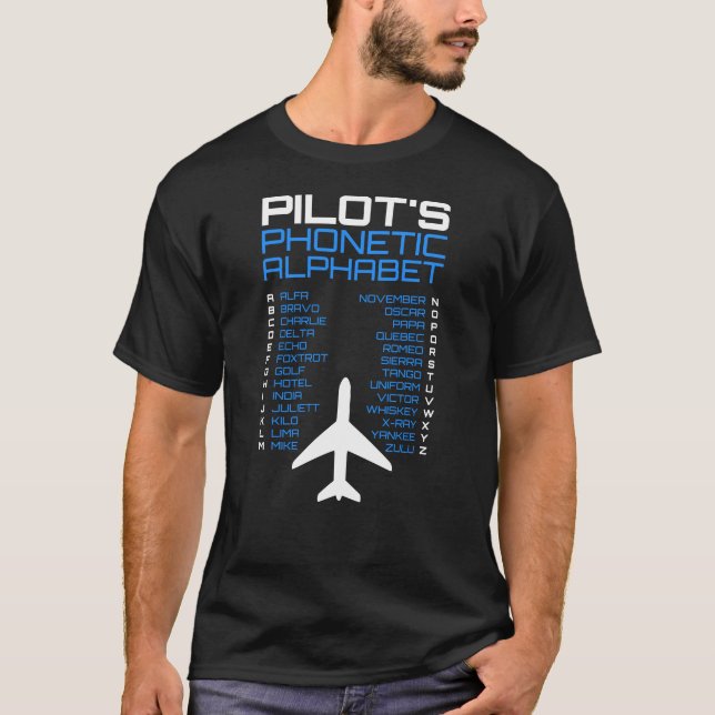T-shirt Code phonétique de l'aviation avec symbole d'aéron (Devant)