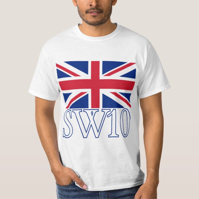 T-shirt Code postal SW10 de Londres avec Union Jack (Devant)