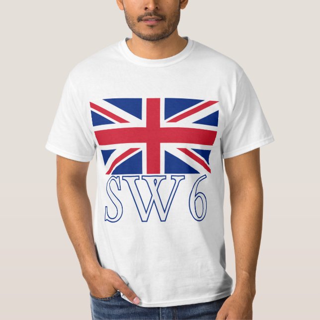 T-shirt Code postal SW6 de Londres avec Union Jack (Devant)