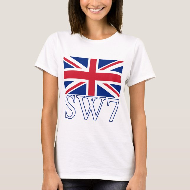 T-shirt Code postal SW7 de Londres avec Union Jack (Devant)