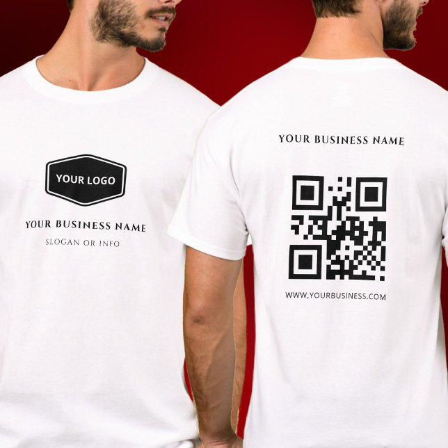 T-shirt Code QR blanc Logo de l'entreprise personnalisée e (Créateur téléchargé)