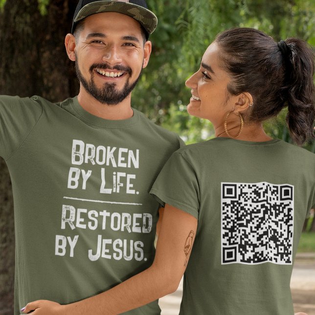 T-shirt Code QR Brisé par la vie Restauré par Jésus Écritu (Créateur téléchargé)
